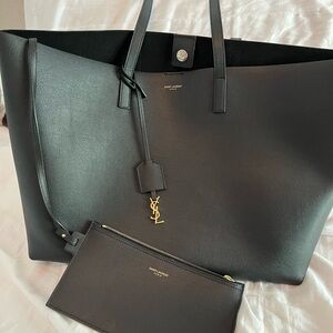 Saint Laurent Black Leather Tote Bag